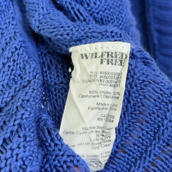 Aritzia Wilfred Free Royal Blue Hooded Open Knit Cashmere  Blend Sweater - Picture 15 of 15